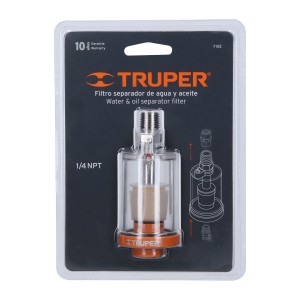 FILTRO SEPARADOR DE AGUA Y ACEITE, CUERDA 1/4 NPT, TRUPER