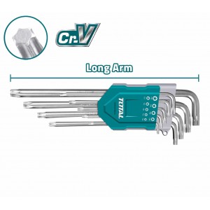 Set de llaves Torx Brazo largo Cr-V 9 piezas, TOTAL