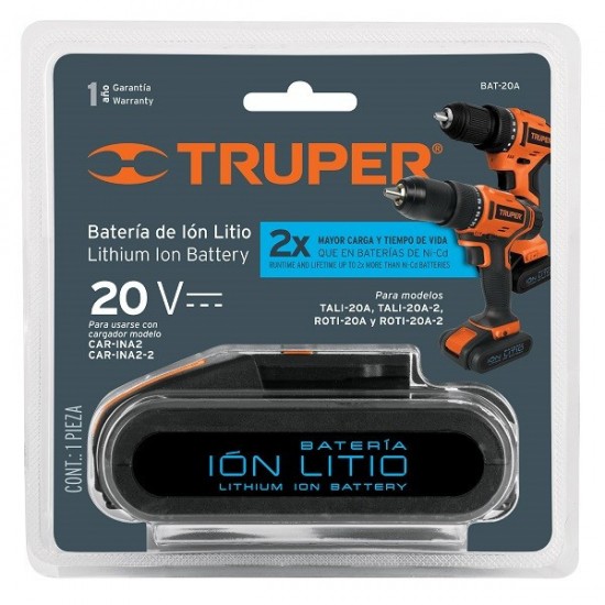 BATERIA ION LITIO 20V PARA TALI-20A-2 Y ROTI-20A-2,TRUPER BATERIA ION LITIO 20V PARA TALI-20A-2 Y ROTI-20A-2,TRUPER