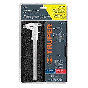 Calibrador (pie de rey) analógico 6" acero inox, std y mm, Truper