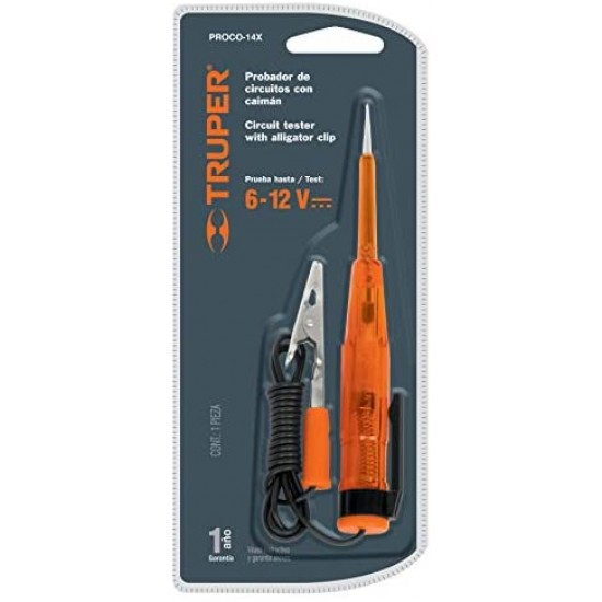 Probador de corriente directa, con caimán, 14cm, TRUPPER Probador de corriente directa, con caimán, 14cm, TRUPPER
